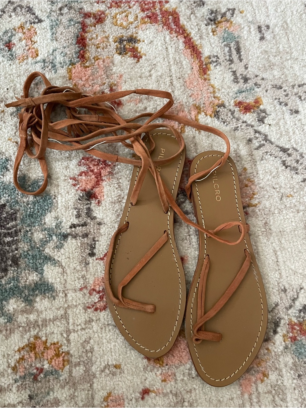 Pilcro Lace-Up Tan Leather Gladiator Sandals